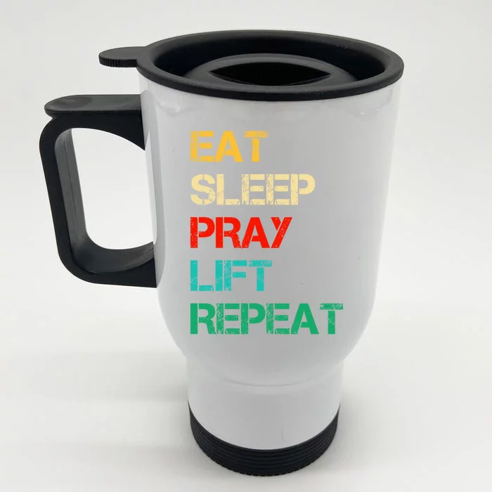 Christian Gym And Jesus Gym For Eat Sleep Pray Repeat Gift Front & Back Stainless Steel Travel Mug