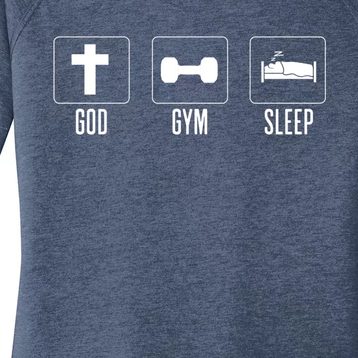 Christian Gym And Jesus Gym For God Gym Sleep Funny Gift Women's Perfect Tri Tunic Long Sleeve Shirt