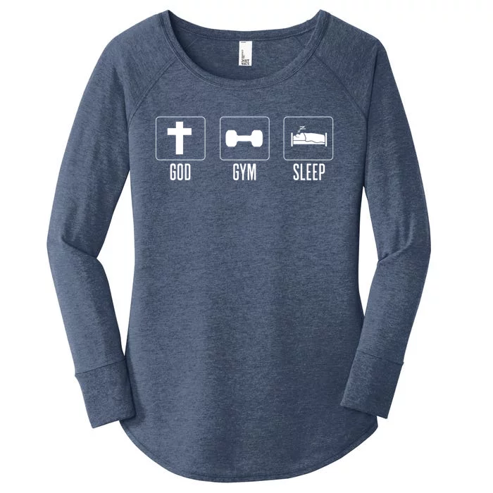 Christian Gym And Jesus Gym For God Gym Sleep Funny Gift Women's Perfect Tri Tunic Long Sleeve Shirt