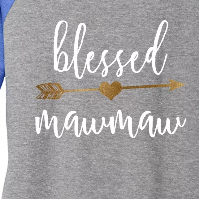 Cute Gold Arrow Blessed Mawmaw Funny Gift Memaw Funny Gift Women's Tri-Blend 3/4-Sleeve Raglan Shirt