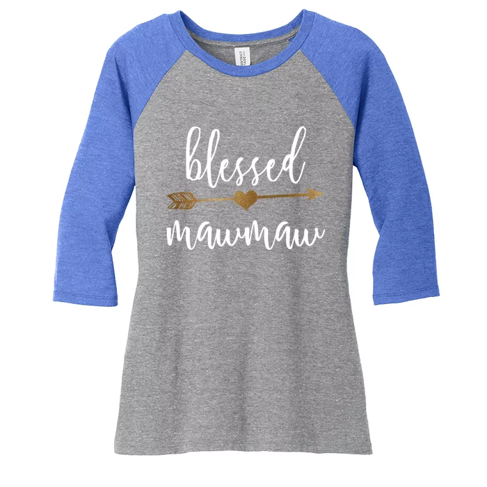 Cute Gold Arrow Blessed Mawmaw Funny Gift Memaw Funny Gift Women's Tri-Blend 3/4-Sleeve Raglan Shirt