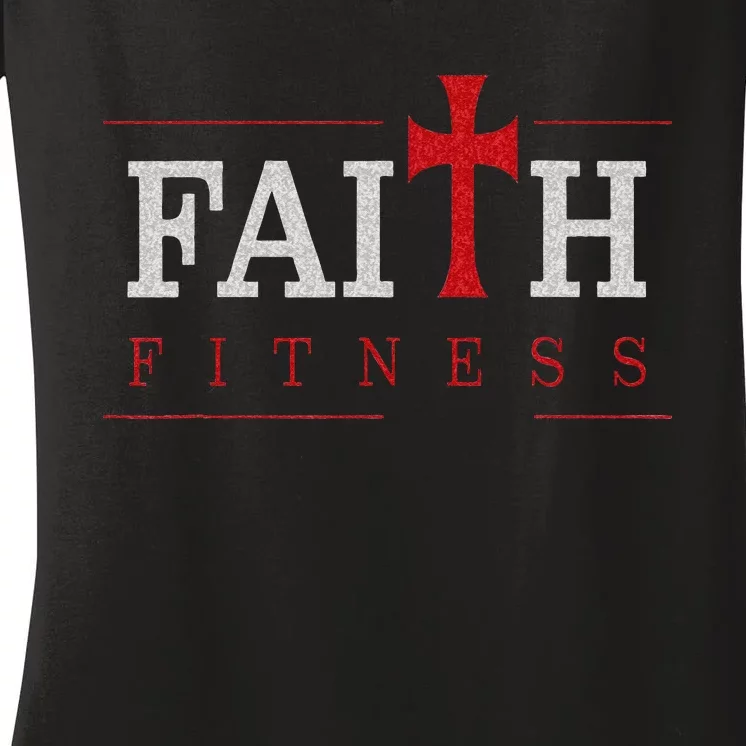 Christian Gym And Jesus Gym For Faith And Fitness Women's V-Neck T-Shirt