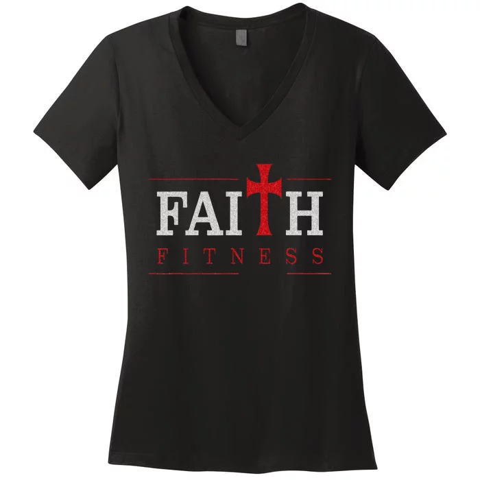 Christian Gym And Jesus Gym For Faith And Fitness Women's V-Neck T-Shirt