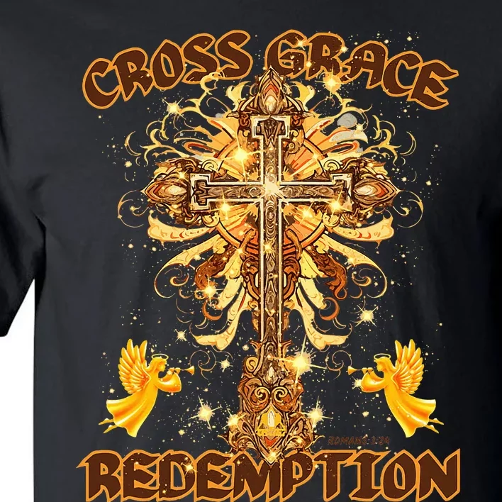 CROSS GRACE AND REDEMPTION Christian Design Tall T-Shirt