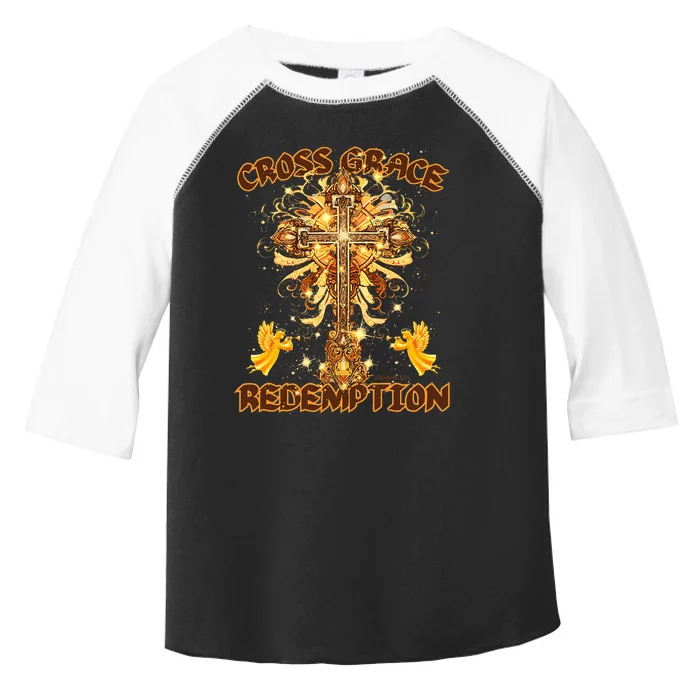 CROSS GRACE AND REDEMPTION Christian Design Toddler Fine Jersey T-Shirt