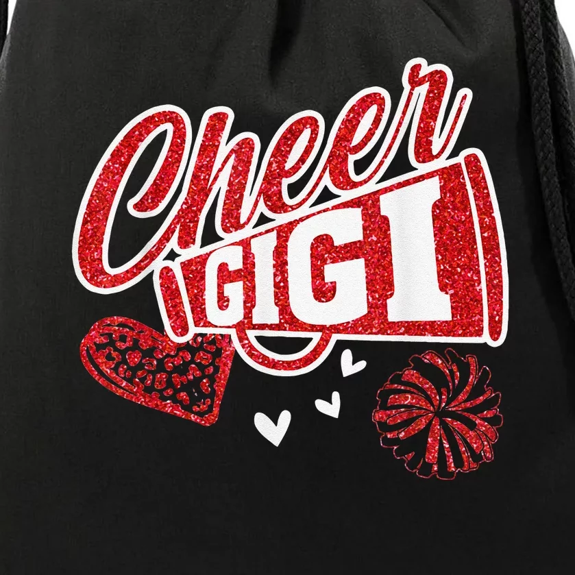 Cheer Gigi Biggest Fan Leopard Print And Pom Pom Drawstring Bag