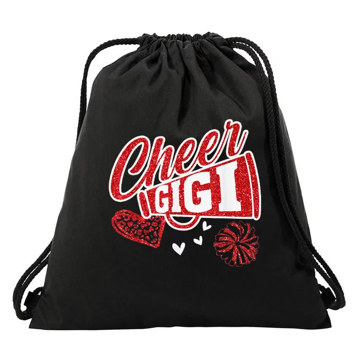 Cheer Gigi Biggest Fan Leopard Print And Pom Pom Drawstring Bag