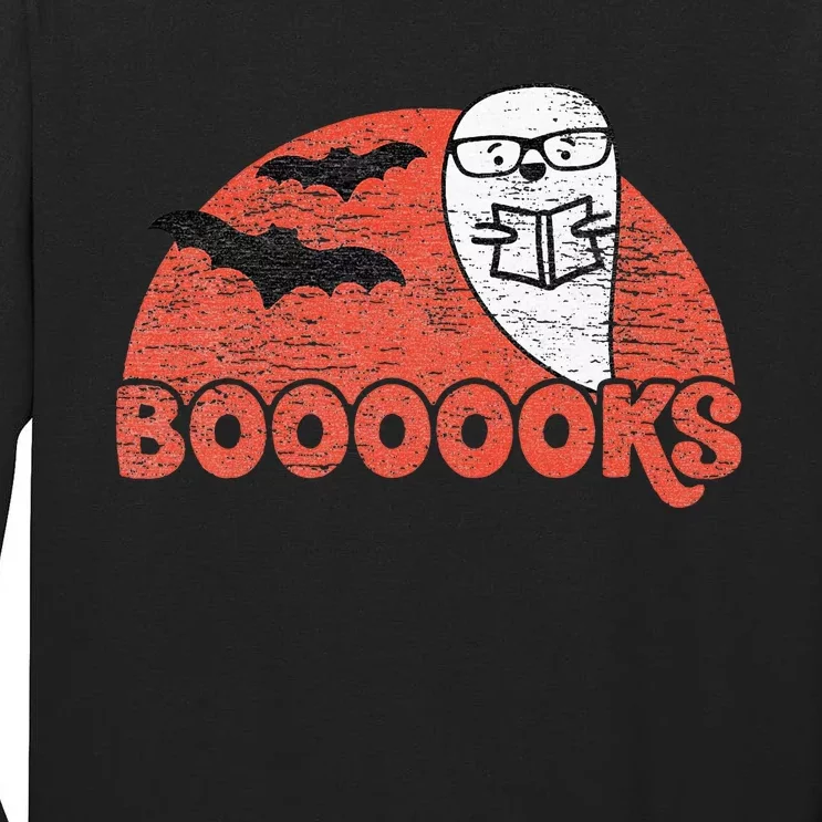 Cute Ghost Boooooks School Librarian or Teacher Halloween Tall Long Sleeve T-Shirt