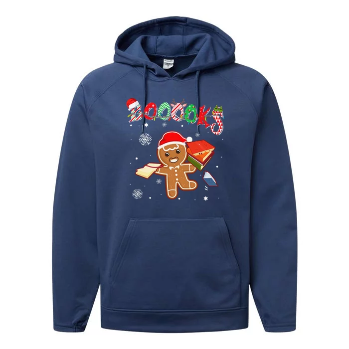 Christmas Gingerbread Books Librarian Reader Reading Teacher Performance Fleece Hoodie