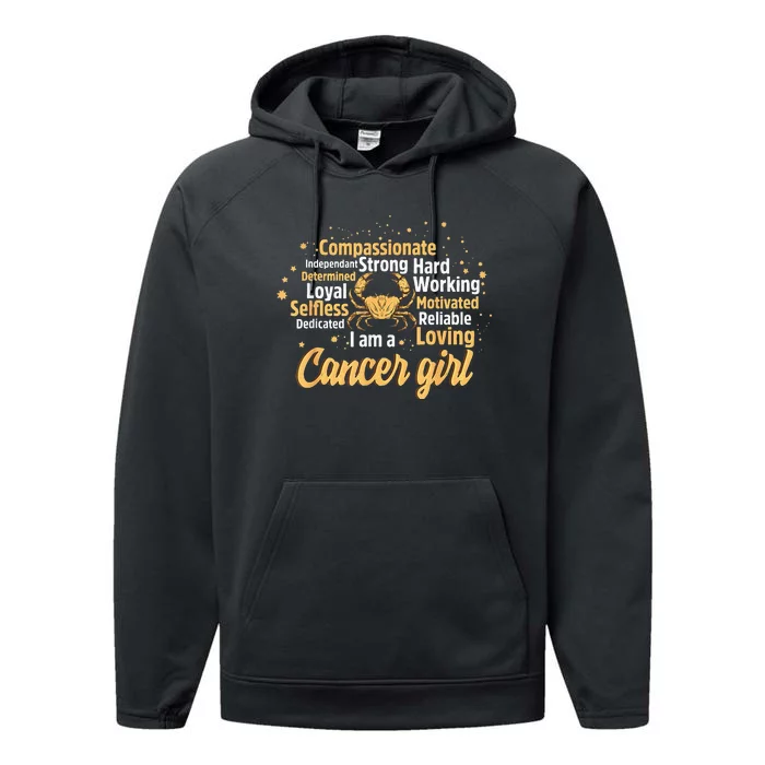 Cancer Girl Birthday Astrology Zodiac Sign Women Cancer Performance Fleece Hoodie