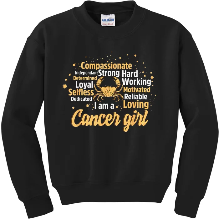 Cancer Girl Birthday Astrology Zodiac Sign Women Cancer Kids Sweatshirt