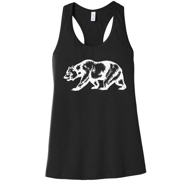 California Grizzly Bear State Flag Cali Republic Women's Racerback Tank