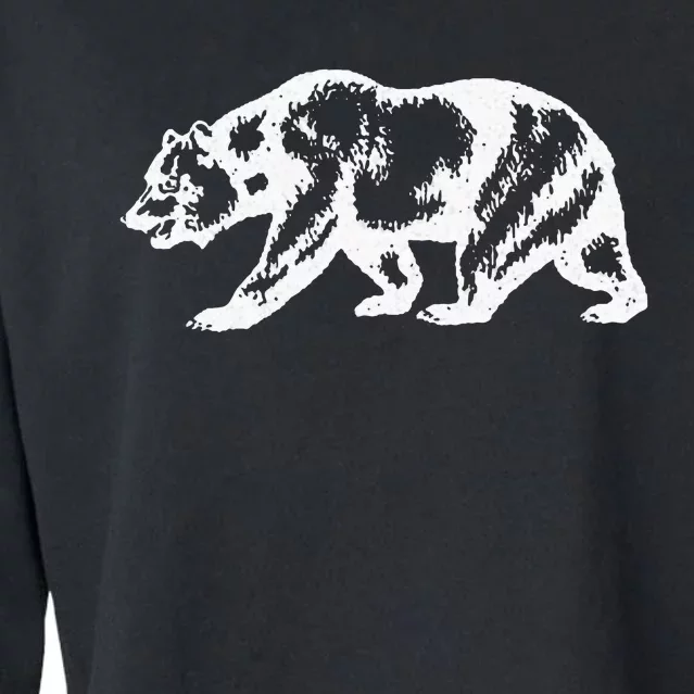 California Grizzly Bear State Flag Cali Republic Cropped Pullover Crew