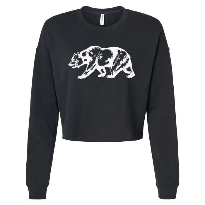 California Grizzly Bear State Flag Cali Republic Cropped Pullover Crew