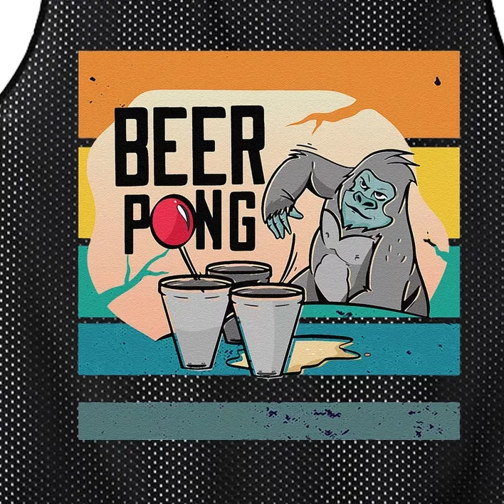 Cool Gorilla Beer Pong Playful Determined Toss Cups Red Ball Mesh Reversible Basketball Jersey Tank