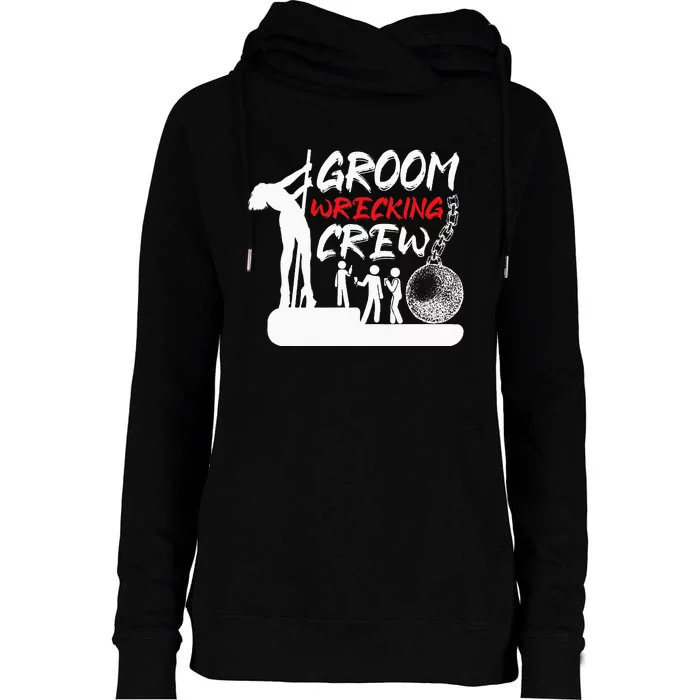 Crew Groomsmen Bachelor Party Stag Groom Funny Womens Funnel Neck Pullover Hood