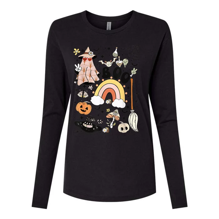 Cute Ghost Boo Halloween, Ghost Spooky Season, Halloween Tee Womens Cotton Relaxed Long Sleeve T-Shirt