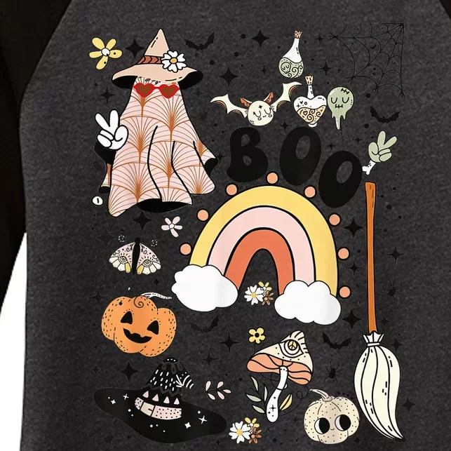 Cute Ghost Boo Halloween, Ghost Spooky Season, Halloween Tee Women's Tri-Blend 3/4-Sleeve Raglan Shirt