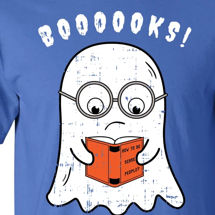 Cartoon Ghost Boo Reading Books Costume Easy Halloween Funny Gift Cool Gift Tall T-Shirt