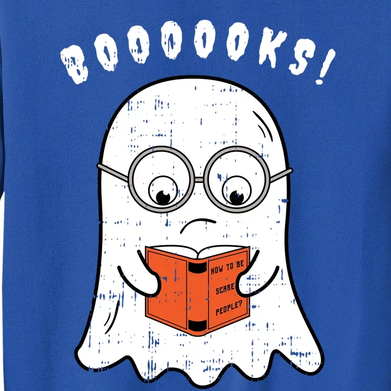 Cartoon Ghost Boo Reading Books Costume Easy Halloween Funny Gift Cool Gift Tall Sweatshirt