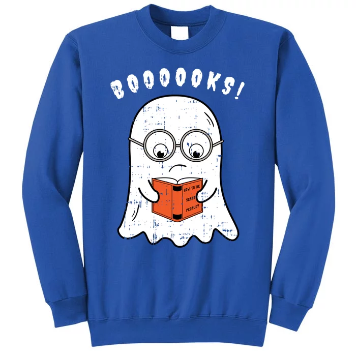 Cartoon Ghost Boo Reading Books Costume Easy Halloween Funny Gift Cool Gift Tall Sweatshirt