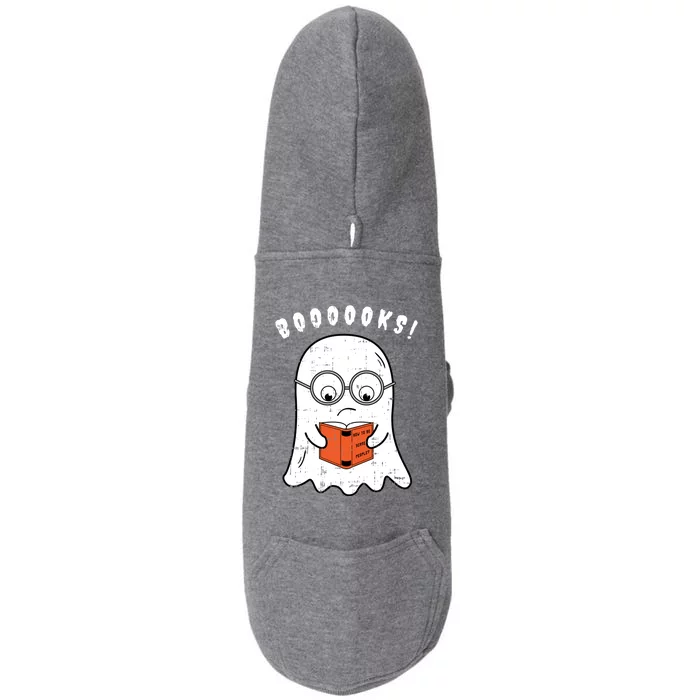 Cartoon Ghost Boo Reading Books Costume Easy Halloween Funny Gift Cool Gift Doggie 3-End Fleece Hoodie