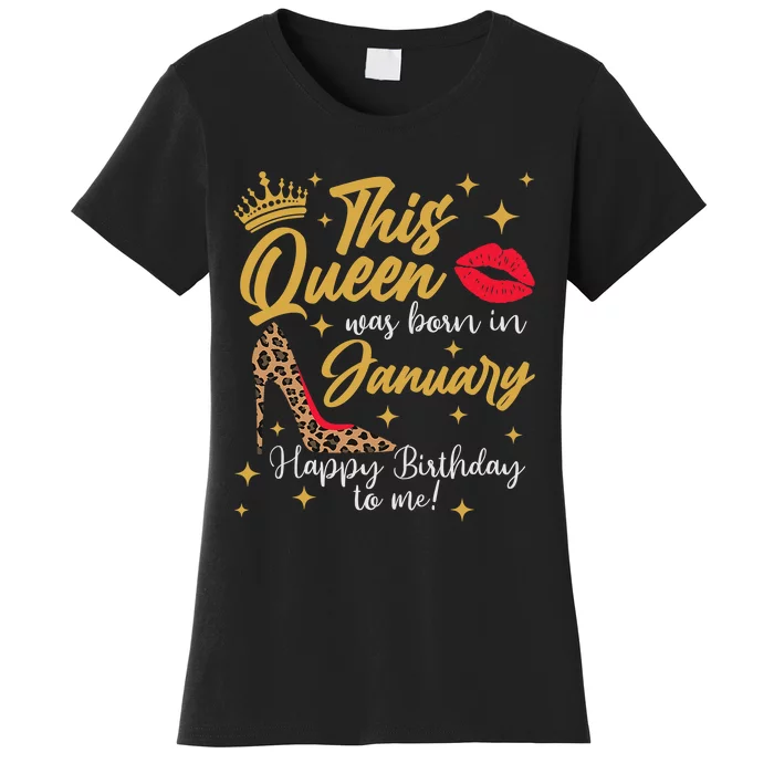 Capricorn Girls Black Queen Best January Birthday Gift Women's T-Shirt