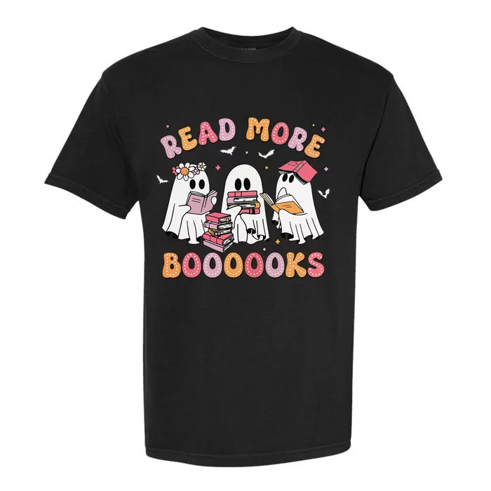 Cute Ghost Book Read More Books Funny Teachers Halloween Gift Garment-Dyed Heavyweight T-Shirt