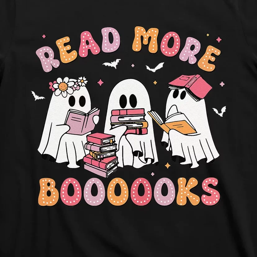 Cute Ghost Book Read More Books Funny Teachers Halloween Gift T-Shirt