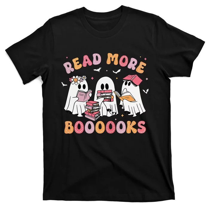 Cute Ghost Book Read More Books Funny Teachers Halloween Gift T-Shirt