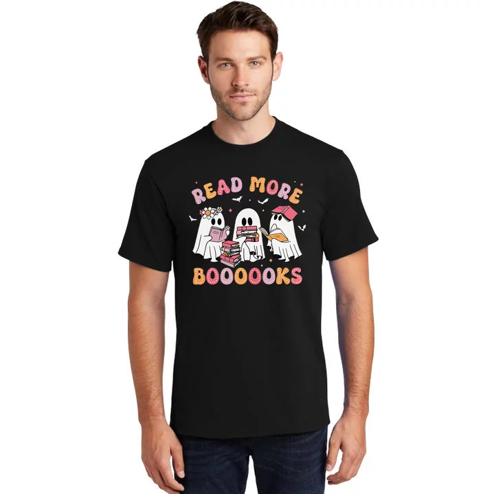 Cute Ghost Book Read More Books Funny Teachers Halloween Gift Tall T-Shirt