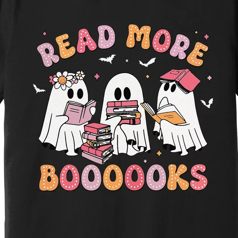 Cute Ghost Book Read More Books Funny Teachers Halloween Gift Premium T-Shirt