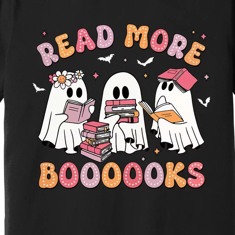 Cute Ghost Book Read More Books Funny Teachers Halloween Premium T-Shirt