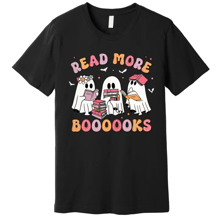 Cute Ghost Book Read More Books Funny Teachers Halloween Premium T-Shirt