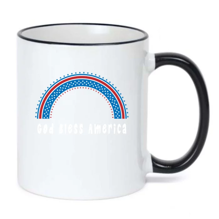 Cute God Bless America Patriotic Red White Blue Rainbow Gift Black Color Changing Mug