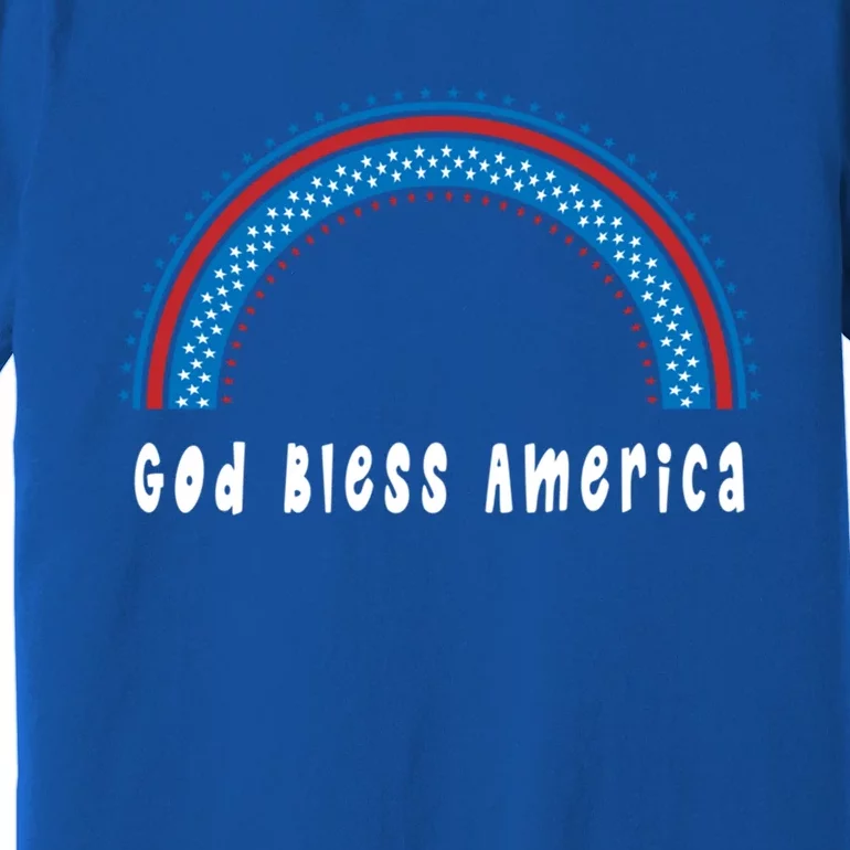 Cute God Bless America Patriotic Red White Blue Rainbow Gift Premium T-Shirt