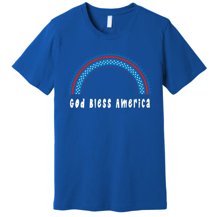 Cute God Bless America Patriotic Red White Blue Rainbow Gift Premium T-Shirt