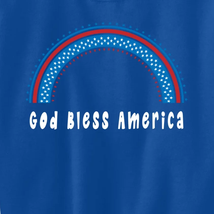 Cute God Bless America Patriotic Red White Blue Rainbow Gift Kids Sweatshirt