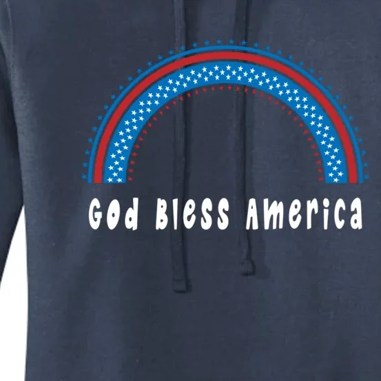 Cute God Bless America Patriotic Red White Blue Rainbow Gift Women's Pullover Hoodie