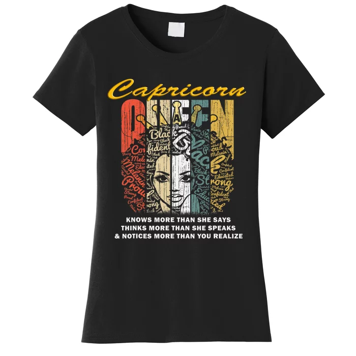 Capricorn Girls Black Queen Best January Birthday Gift Women's T-Shirt