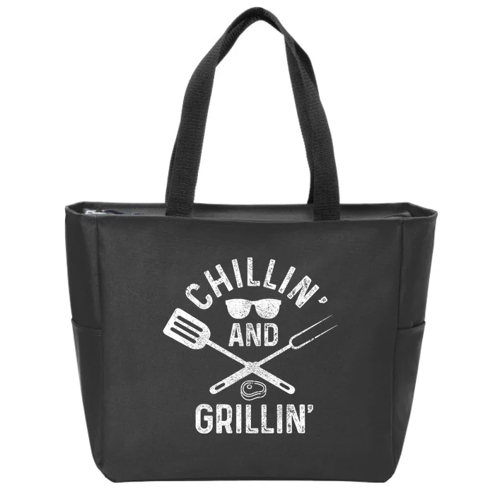 Chilling & Grilling BBQ Grill Chef Funny Barbecue Zip Tote Bag