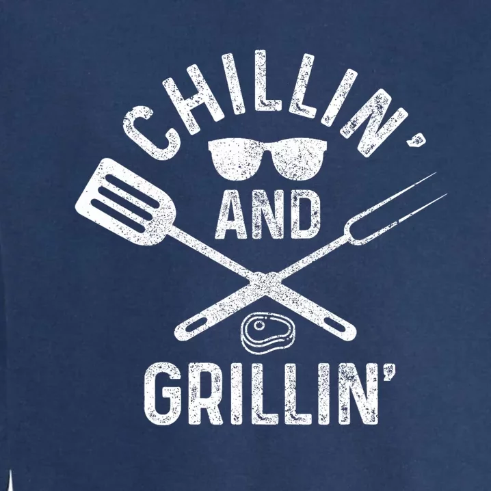 Chilling & Grilling BBQ Grill Chef Funny Barbecue Garment-Dyed Sweatshirt