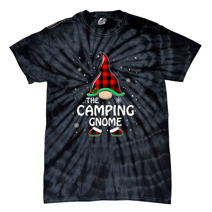 Camping Gnome Buffalo Plaid Matching Family Christmas Gift Tie-Dye T-Shirt