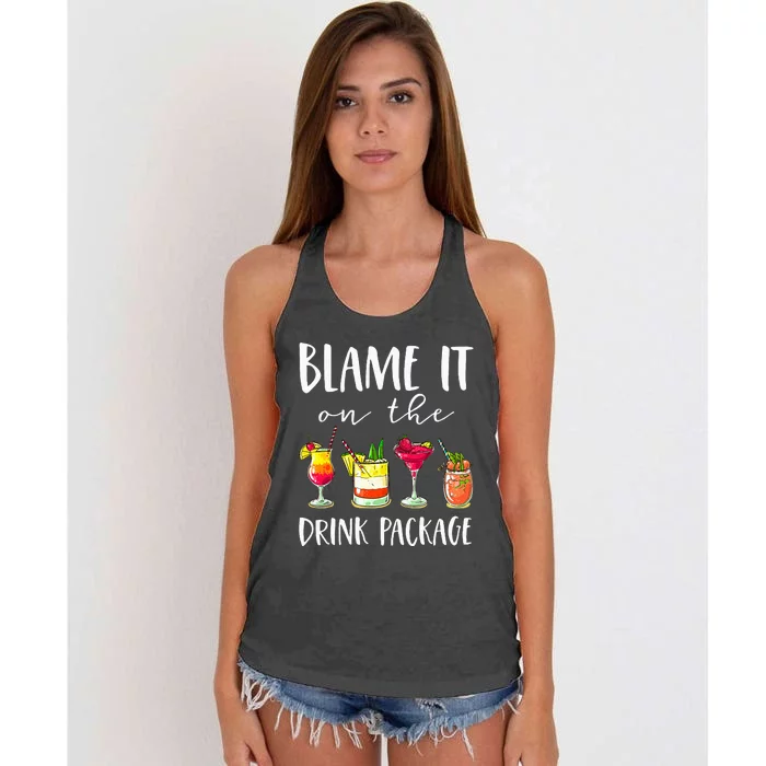 Cruise Gifts Blame It On The Drink Package Women's Knotted Racerback Tank