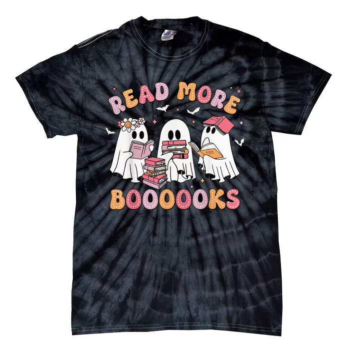 Cute Ghost Book Read More Books Funny Teachers Halloween Tie-Dye T-Shirt