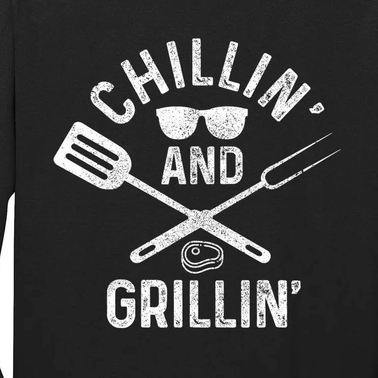 Chilling & Grilling BBQ Grill Chef Funny Barbecue Tall Long Sleeve T-Shirt