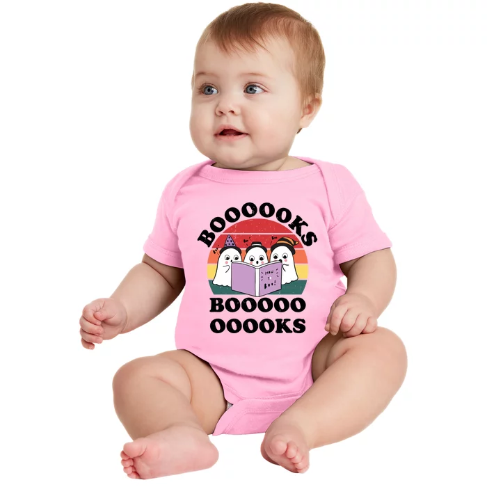 Cute Ghost Boo Book Reading Halloween Teacher Meaningful Gift Baby Bodysuit