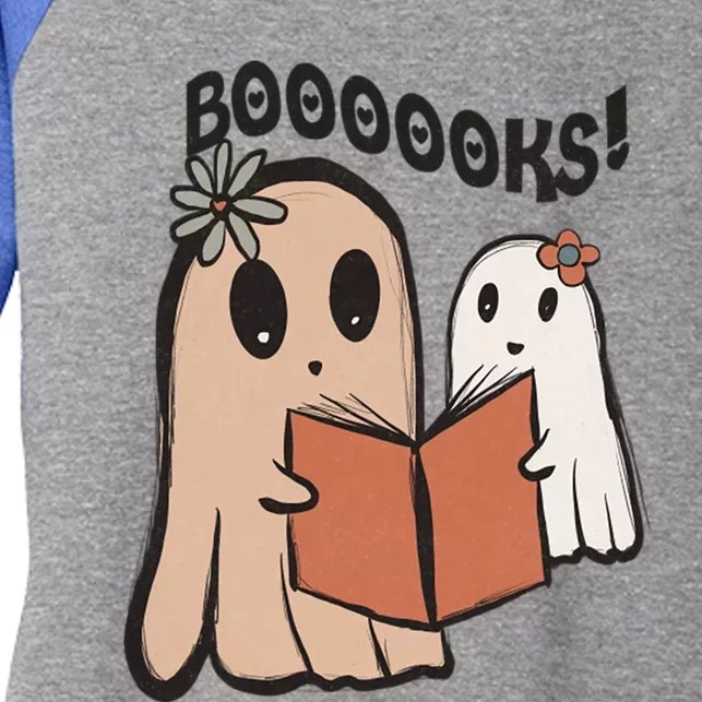 Cute Ghost Book Worm Nerd Boooks Halloween Party Costume Gift Women's Tri-Blend 3/4-Sleeve Raglan Shirt