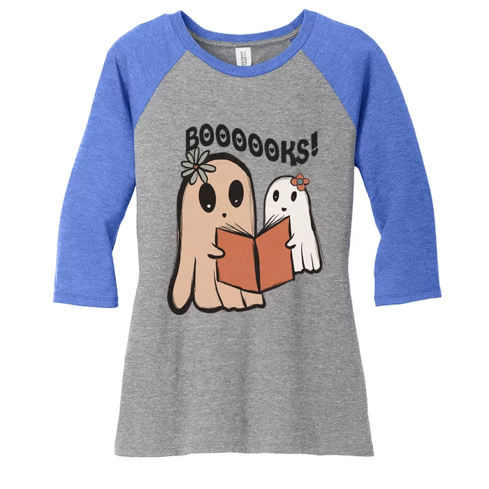 Cute Ghost Book Worm Nerd Boooks Halloween Party Costume Gift Women's Tri-Blend 3/4-Sleeve Raglan Shirt