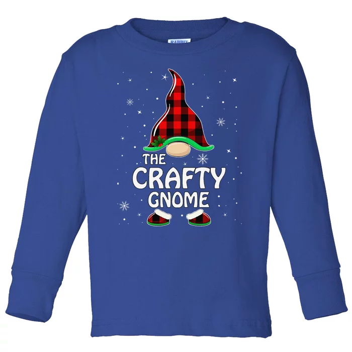 Crafty Gnome Buffalo Plaid Matching Family Christmas Pajama Toddler Long Sleeve Shirt